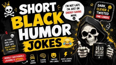Short black humor jokes with dark, clever and twisted one-liners featuring a funny grim reaper
